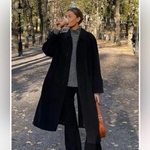 100% Wool Black Trench Coat